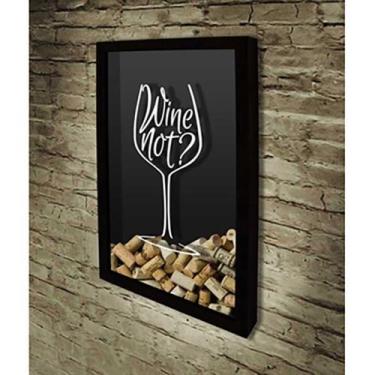 Imagem de Quadro Porta Rolhas Wine not - Quadro Novo, Preto, 30x40