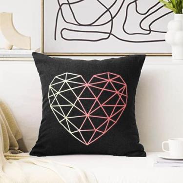 Imagem de Almofada Preta Serigrafada 50x50cm Coração - FASTLAR