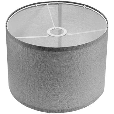 Imagem de Candeeiro de pano cúpula lâmpada redonda pequena lâmpada de tambor abajures de tecido candeeiros de barril para candeeiros de mesa lâmpadas de chão (cinza claro)