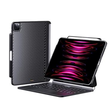 Imagem de Techfish Capa de fibra de carbono para Magic Keyboard iPad Pro 11 e iPad Air4/Air5 10,9 com suporte para lápis, capa compatível com teclado mágico premium para iPad 10.9 2022/2020 e iPad Pro 11
