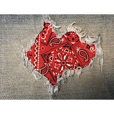 Imagem de Patches de tecido bandana Peek-A-Boo Iron ON da Holey Patches em cores/tamanhos variados (vermelho, 7,6 cm x 12,7 cm (conjunto de 2))