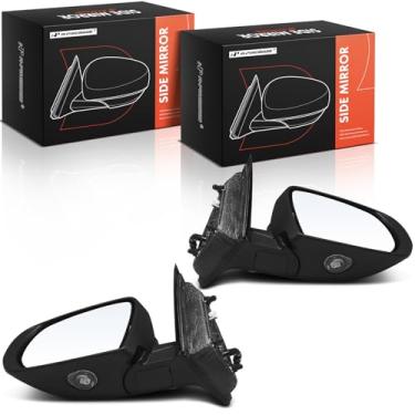 Imagem de A-Premium Par (2) espelhos retrovisores elétricos do lado do motorista e do passageiro - compatível com Jeep Cherokee - retrovisor externo preto dobrável elétrico aquecido com luz de poça de detecção