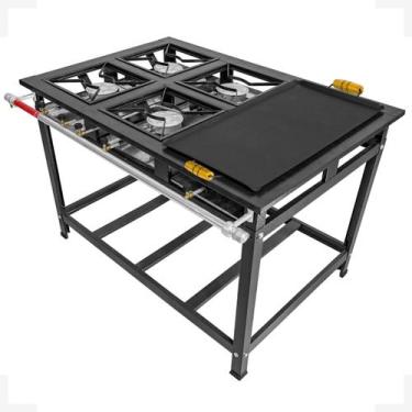 Imagem de Fogão Industrial Caulim 4 Bocas Chapa Alta Pressão 30x30 Cozinha Gourm