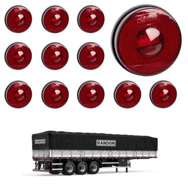 Imagem de 12 Lanterna Lateral Randon LED Rubi 85mm Saída Conector - DW Component