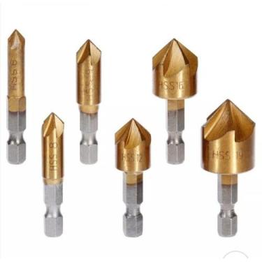 Imagem de Kit 6 pçs Brocas Escariadora 6mm,8mm,9mm,12mm,16mm,19mm - Fox Tools