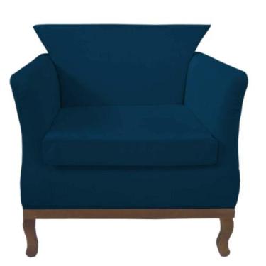 Imagem de Poltrona Decorativa Veneza Suede Azul Marinho - Casa & Estofados - Meu