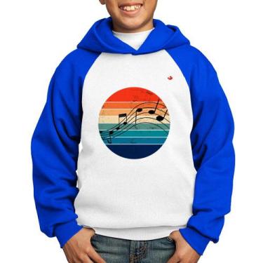 Imagem de Moletom Infantil Música Vintage Sunset - Foca na Moda, Branco, Azul, 8