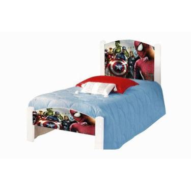 Imagem de Cama Solteiro Infantil Adesivada Vingadores 2 - CAMAS VALINO, Branco