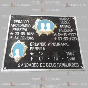 Imagem de Placa em Alumínio Túmulo Jazigo Lápide Cemitério com Foto para 3 Pesso