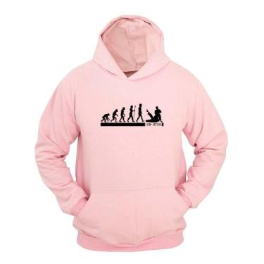 Imagem de Moletom Masculino Canguru Com Capuz Estampa Evolução - Ragor, Rosa, G