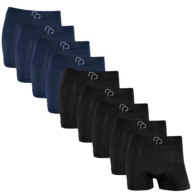 Imagem de Kit 9 Cueca Boxer Box Basic Microfibra Sem Costura Elastano - RP, 5 pr