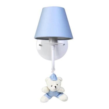Imagem de Arandela 1 Lâmpada Ursinho De Boné Azul Quarto Bebê Infantil Menino - 