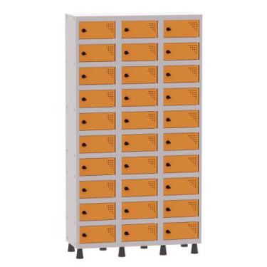 Imagem de Armário Porta Objetos de Aço 3 Vãos 30 Portas Pitão Pandin 1,90 m Cinz