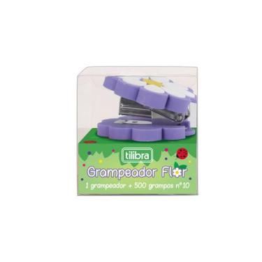 Imagem de Grampeador Mini Flor Decorado Delicado Até 10 Folhas + 450 Grampos Til