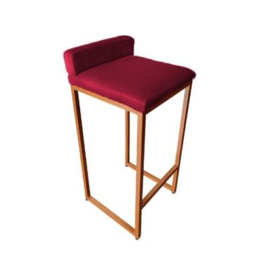 Imagem de Banco Banqueta Cadeira Grécia Base Metal Bronze Veludo - Fina Mobília,