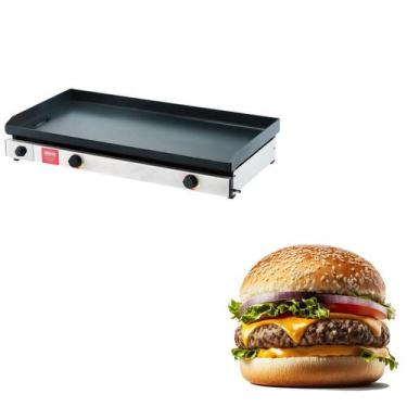 Imagem de Chapa Grill a Gás 50x120cm Três Queimadores - Malta