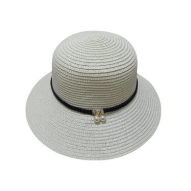 Imagem de Chapéu De Palha Feminino Com Detalhe Praia Verão Passeio - Lika Bijute
