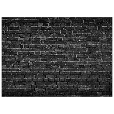 Imagem de AIIKES 2,1 x 1,5 m Pano de fundo para fotografia de tijolos pretos tema vintage fundo de tijolo de pedra decoração de festa de aniversário de bebê adereços de estúdio de cabine de fotos 11-501