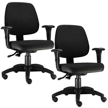 Imagem de Kit 02 Cadeiras Giratória Job L02 Executiva Ergonomica Crepe Preto - Lyam Decor