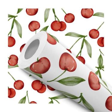Imagem de Papel De Parede Vinílico Cereja Pintura Aquarela Cozinha 12m - Bazar d