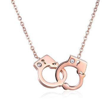 Imagem de MiiFort Colar com pingente de algema para mulheres, irmãs, melhores amigas, Natal, amizade, aniversário, aço inoxidável, One Size, Aço inoxidável, Sem Pedra Preciosa