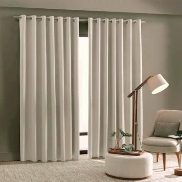 Imagem de Cortina Blackout Bella Janela Linen Linho 3,00 x 2,30 - Varão Ilhós Tubo - Cortaluz Sala Quarto (Linho Bege Duna)