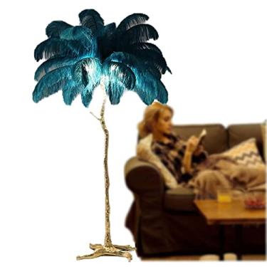 Imagem de Luminária de piso moderna de penas de avestruz, lâmpada de LED regulável de penas de canto alto decorativa para quarto, sala de estar, escritório, leitura