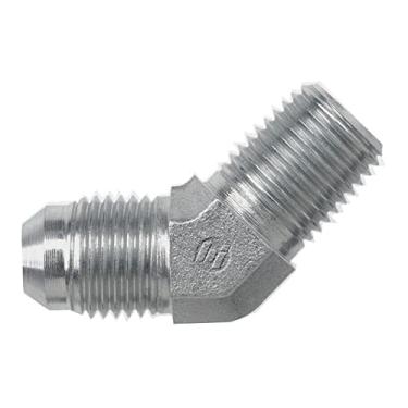 Imagem de Brennan Adaptador de cotovelo de 45 graus de aço forjado Industries 2503-08-08-FG, 3/4"-16 SAE x 1/2"-14 NPTF, 1/2" macho JIC x 1/2" NPTF, 2,2 cm plana