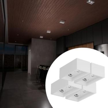 Imagem de Kit 4 Plafon Sobrepor Duplo Recuado + Lâmpada 6000K Branco Frio Soquete Gu10 Tensão Bivolt 110/220 - Branco