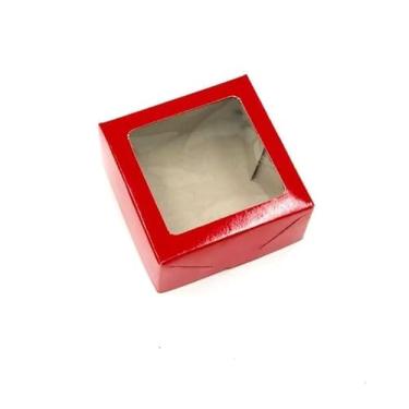 Imagem de 20 Caixas de Papel Cartão ou Kraft Com/Sem Visor- 8x8x4 - Para Presentes, Cosméticos ou Artesanatos (Vermelha)