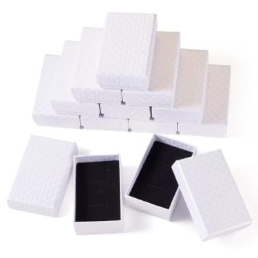 Imagem de KISSITTY 12 peças de caixas de joias de papel de papelão branco caixas de presente retangulares com colar de esponja caixas de embalagem de anel de brinco 8 x 5 x 3 cm para Natal, aniversário,