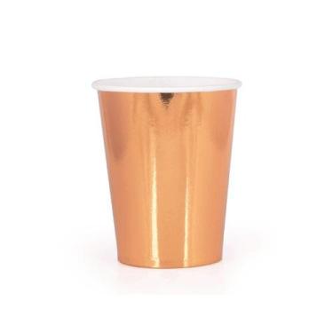 Imagem de Copo Papel Tema 250ml Rosé Gold Metalizado - 10 unid - PB Festas