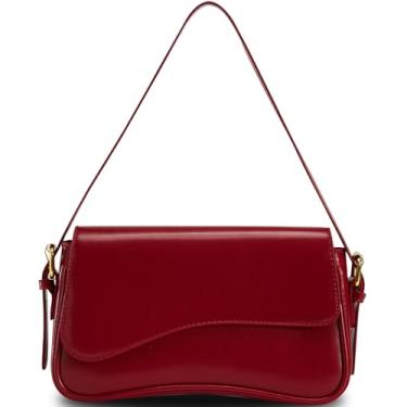 Imagem de Bolsa de ombro feminina moderna de couro PU Hobo Bolsa de mão com 2 sacos removíveis, Vermelho