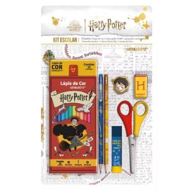 Imagem de Kit Escolar 12 Lápis Cor Apontador E Borracha Harry Potter - Cia Bebê