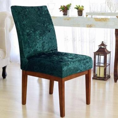 Imagem de Kit 6 Capa de Cadeira Veludo Mesa Sala Jantar Verde - Charme do Detalh