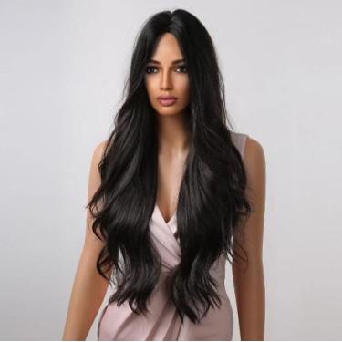 Imagem de Peruca Lace wig Longa 70cm Preto Natural  - GM HAIR
