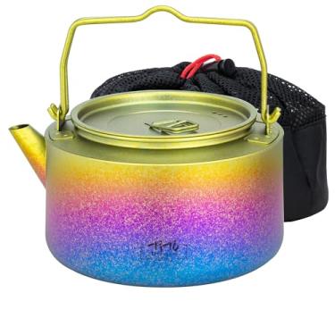 Imagem de TiTo Titanium Chaleira de titânio de 1000 ml com alça dobrável, bule de chá, bule de chá, cafeteira portátil ultraleve para ferver água para acampamento ao ar livre, caminhadas, viagens, mochilão