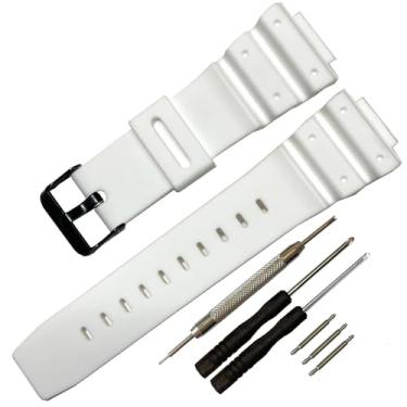 Imagem de Pulseira de relógio G-Shock de substituição para Casio DW-5900 DW-6100 DW-6695 DW-6900 G-6900 GW-M5610 DW-5600E GW-6900 (J1, fivela branca/preta)