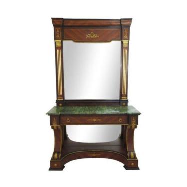 Imagem de Aparador c Espelho Madeira Maciça Marmore Verde Luxo