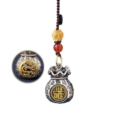 Imagem de Bolsa Twelve Zodiac God of Wealth para mulheres e homens, chaveiro chinês Feng Shui feito à mão 2025 giratório dinheiro da sorte prosperidade pingente pingente de bênção dupla face joia presente