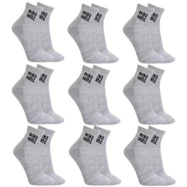 Imagem de Kit 9 Pares Meias Ecko Unltd Cano Médio Masculino, Cinza, 38-43