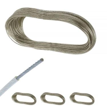 Imagem de 3un Varal cabo aço encapado Corda 3x10m parede e teto - clink