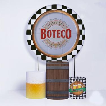 Imagem de Kit Painel de Festa Redondo e Trio Capa Cilindro Boteco - Fera Print