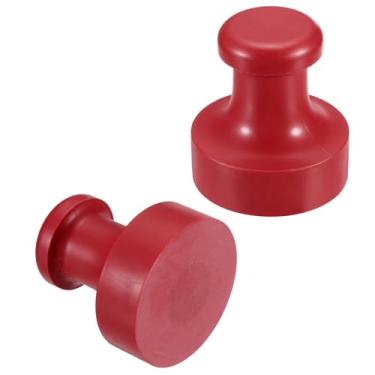 Imagem de PATIKIL Alça redonda de borracha com carimbo de 50 mm, 2 peças de puxadores de gaveta para entalhar, fazer artesanato, scrapbooking, vermelho