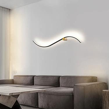 Imagem de Luminária de parede linear minimalista, luminária de parede preta e dourada, faixas de LED, luminárias de iluminação para quarto interno, para sala de estar, decoração de casa, luzes de pare