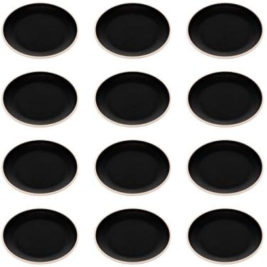 Imagem de Jogo 12 Pratos Rasos Pretos Melamina 21,5cm Restaurante Bar Sushi Entradas Class Wolff