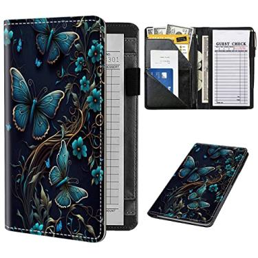 Imagem de Livro de servidor para garçonete, organizador de livros de garçonete de couro com bolso com zíper para garçom, carteira de servidor, avental de servidor e livros de verificação de convidados para