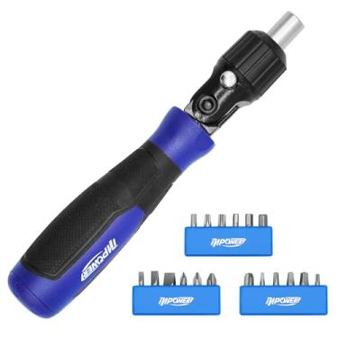 Imagem de InPower Conjunto de chaves de fenda de catraca com 19 peças de chave de fenda com alças giratórias de 5 vias, kits de ferramentas de reparo doméstico