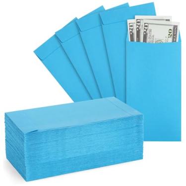 Imagem de Envelopes de economia de dinheiro para dinheiro, papel kraft azul (8,5 x 16,5 cm, 100 unidades)