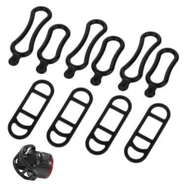 Imagem de 10 peças de tiras de silicone para luz de bicicleta, pulseira de silicone para montagem de borracha, pulseira de substituição para lanterna de bicicleta, faixas de borracha pretas para ciclismo de